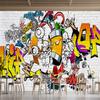 Graffiti Nástěnné malby Street Graffiti Tapeta Nástěnná dekorace Ložnice Obývací pokoj Nástěnná malba Módní styl Graffiti Tapeta