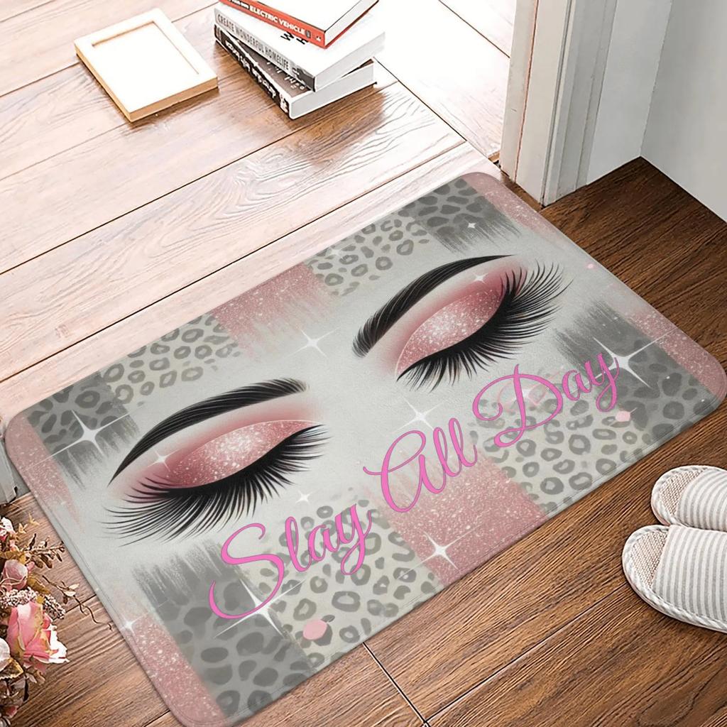 Beauty Makeup Theme Rug Mat Non Slip Absorbent Entrance Mat Home Decor All Day Welcome Design Durable Indoor Bathroom Floor Mat
