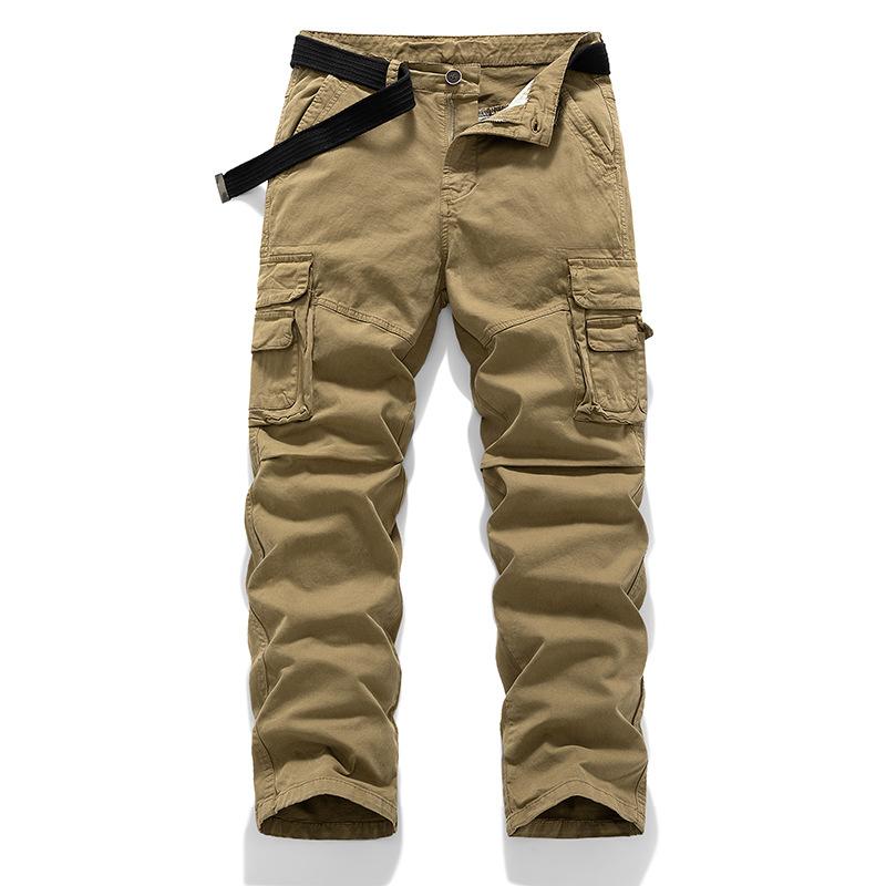 Men's Overalls Simple and Durable Wear-resistant Straight-leg Pants Multi-pocket Loose Solid Color Casual Outdoor Trousers
