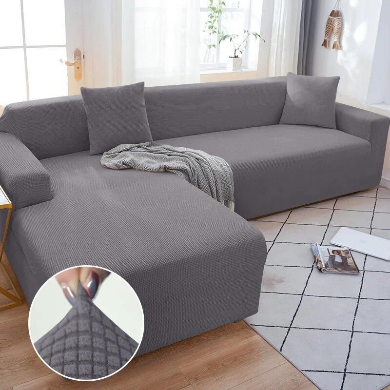 Solid Color Sofa Cover 1/2/3/4 Seater Sofa Cover for Living Room Elastic Spandex L Shaped Corner Sofa Cover Couch Cover for Sofa