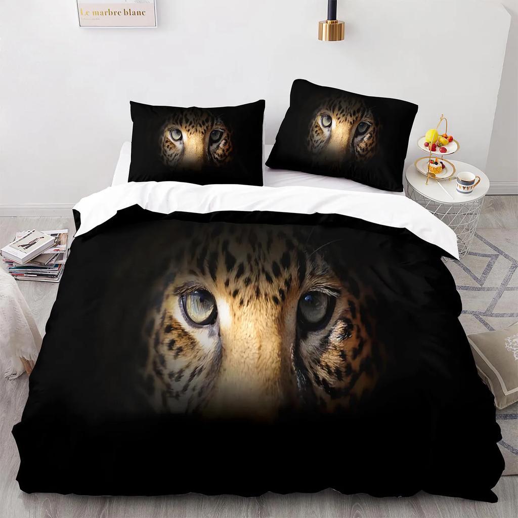 Leopard Duvet Cover King Queen Size Black Panther Bedding Set For Teens Boys Men Cheetah Quilt Cover Wild Animal Comforter Cover