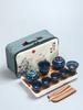 Travel for Home, Car, Outdoor Portable Ceramic Kiln-Changed Teapot, Teacups, Tray, Kung Fu Tea Set