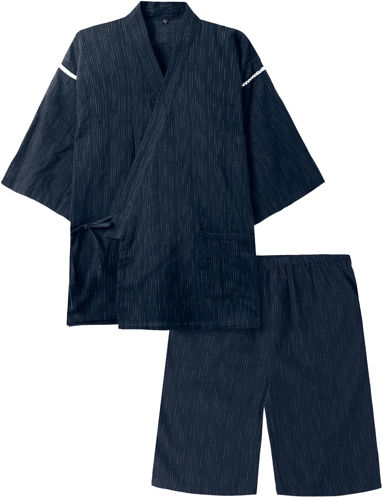 Erin Japan - Japanese Selected Goods - Men's Blue Jinbei Summer Loungewear Pajamas Plus Sizes Set Cotton Stylish Summer Festival [Shelisten] Two-Piece (H 4XL)