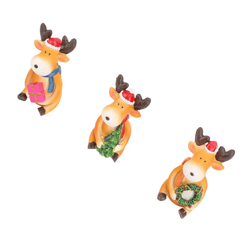 Xmas Reindeer Ornament Resin Statue Cartoon Cute Elk Figurine Tabletop Desktop Ornament