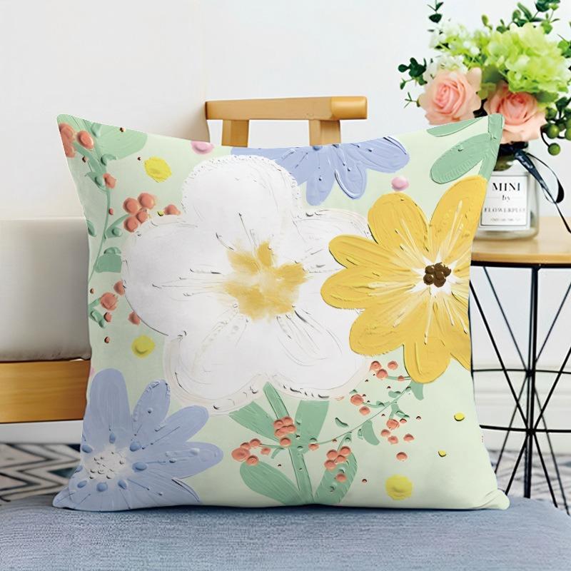 Small Fresh Flower Print Decorative Pillowcase Bedroom Living Room Square Cushion Pillowcase