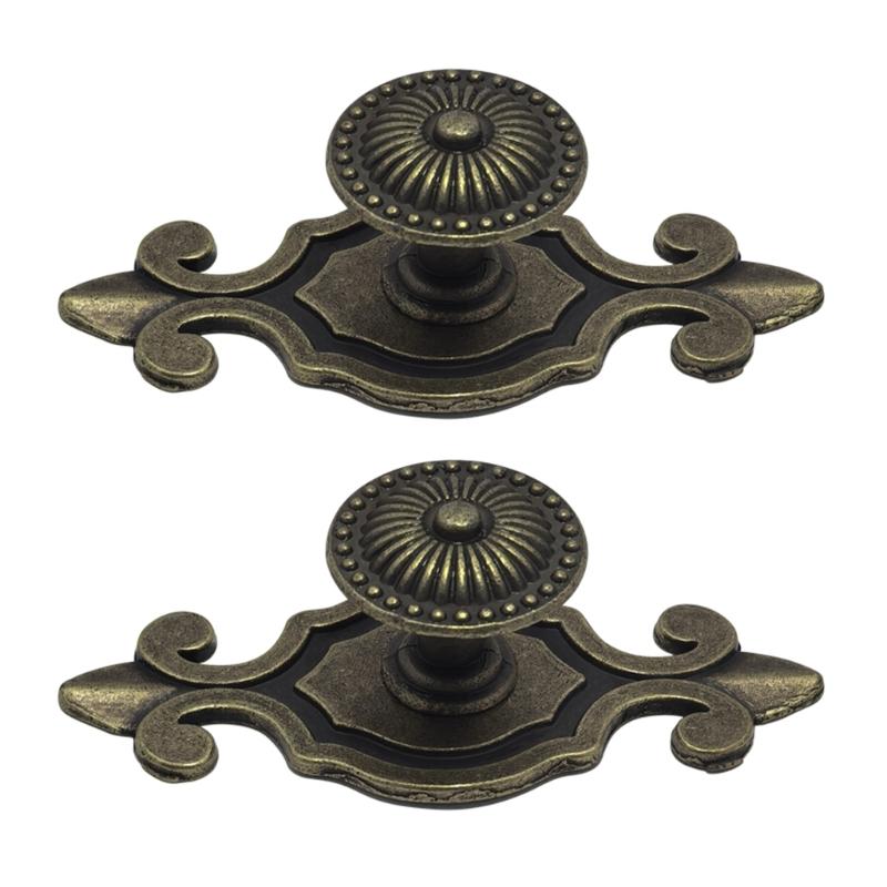 Pack Of 2 Antique Drawer Pulls Retro Cupboard Handles Easy Installation Strong Designs 7.35cm Length for Furniture