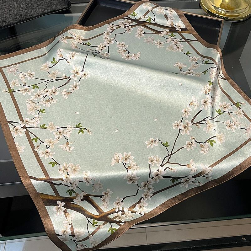 Turquoise 111 silk scarf small square scarf summer thin mulberry silk decoration versatile business neck protection small scarf