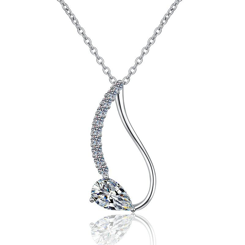 Pendant Necklace Women 1ct D Color Moissanite Irregular Waterdrop Shape Fashion Commute Style