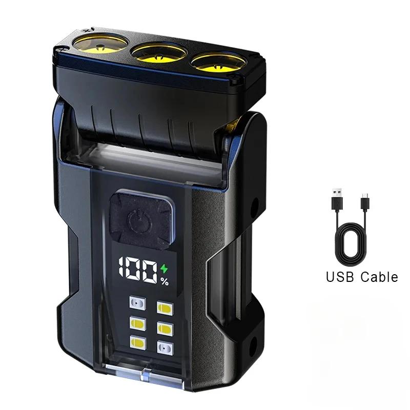 

Светодиодный портативный кемпинговый фонарь, USB-зарядка, COB+SMD, мини-аварийный фонарь, карманный фонарик с клипсой для шляпы для кемпинга, рыбалки, ходьбы 1PC чёрный