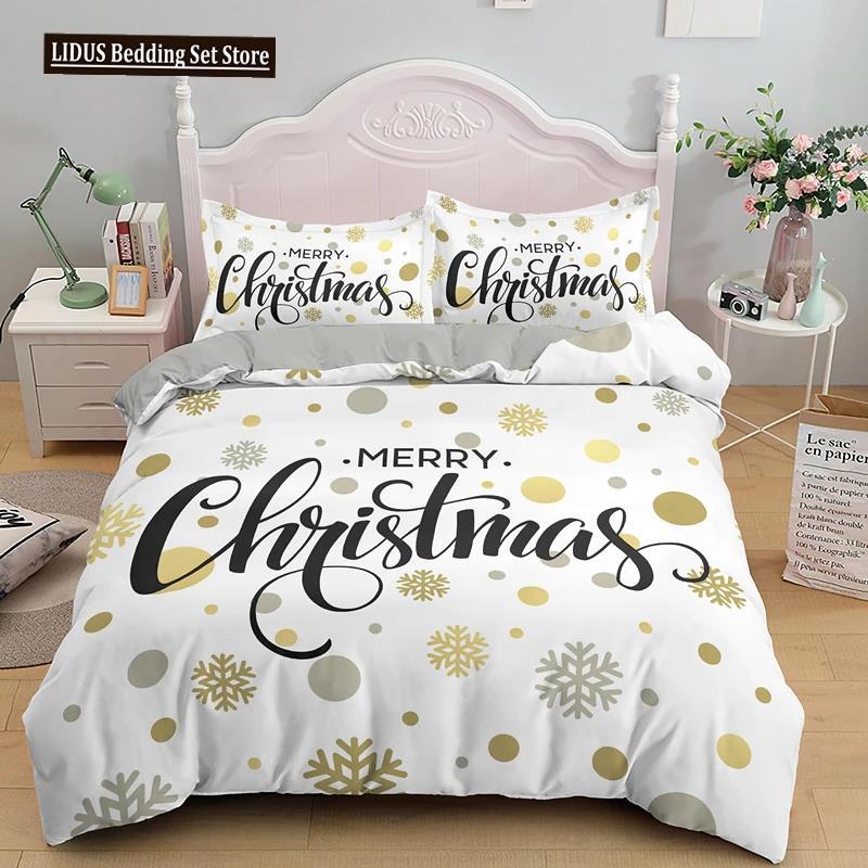 3D Printed Merry Christmas Bedding Set Queen/Twin/King Size  Christmas Decoration Home Bedclothes With Bedding Pillow