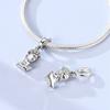 925 Silver Golden Clover Charms Bead CZ Zircon Glowing Firefly Pet Cat Puppy Pendant Fit Original Bracelet DIY Jewelry