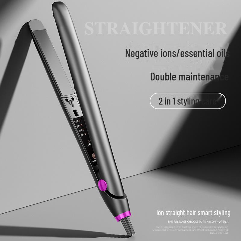 Dual-Purpose Ceramic Hair Straightener & Curling Iron: Safe for Hair, Ideal for Straightening and Styling Bangs