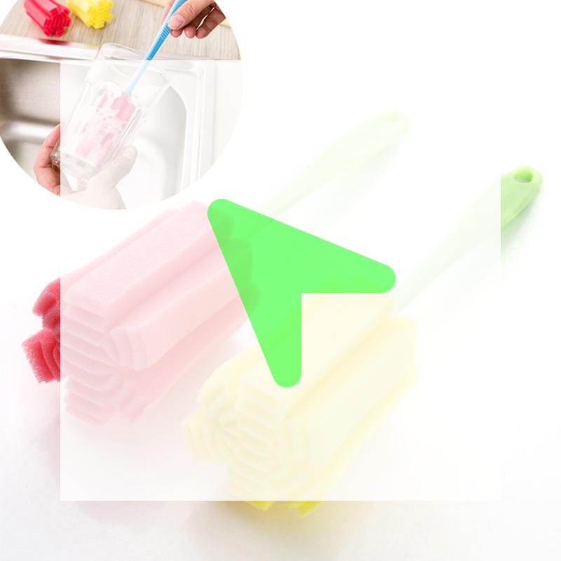 Spazzola per biberon con manico lungo Spazzola in spugna morbida Spazzola per bottiglia d'acqua Tazza di vetro Lavaggio Strumento di pulizia Strumento di pulizia per cucina Strumento speciale