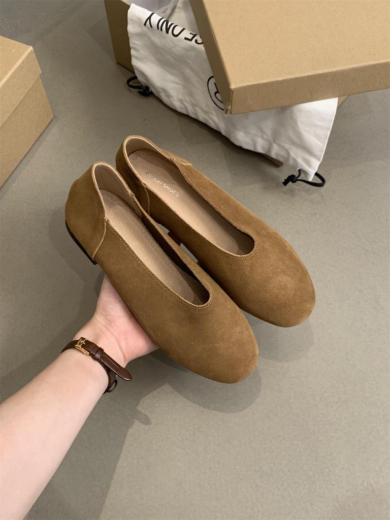 Women Loafers Retro Round Toe Suede Flat Shoes Summer Slip on Casual Shoes Female Zapatos De Mujer Moccasins Driving Loafers