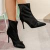 Fashion Women Shoes 2025 Fashion Sleeve Women High Heels Shoes Pointed Toe Solid Sexy Dress Short Barrel Stilettos or Thin Heels Boots