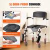 Shower Commode Wheelchair with 4 Lockable Wheels, Footrests, Flip-up Arms, 3-Level Adjustable Height, 5L Removable Bucket, 350 LBS Capacity, Commode