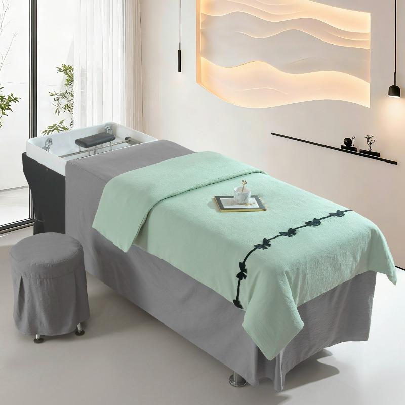 70x150cm 3-Piece Set Summer Lightweight Bubble Gauze Massage Bed Cover for Thai Shampoo Bed Head Therapy Bed Linen