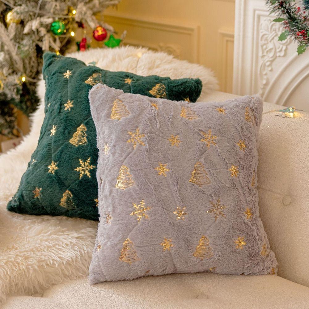 Christmas Tree Christmas Plush Pillowcase Snowflake Cushion Cover Living Room/Office