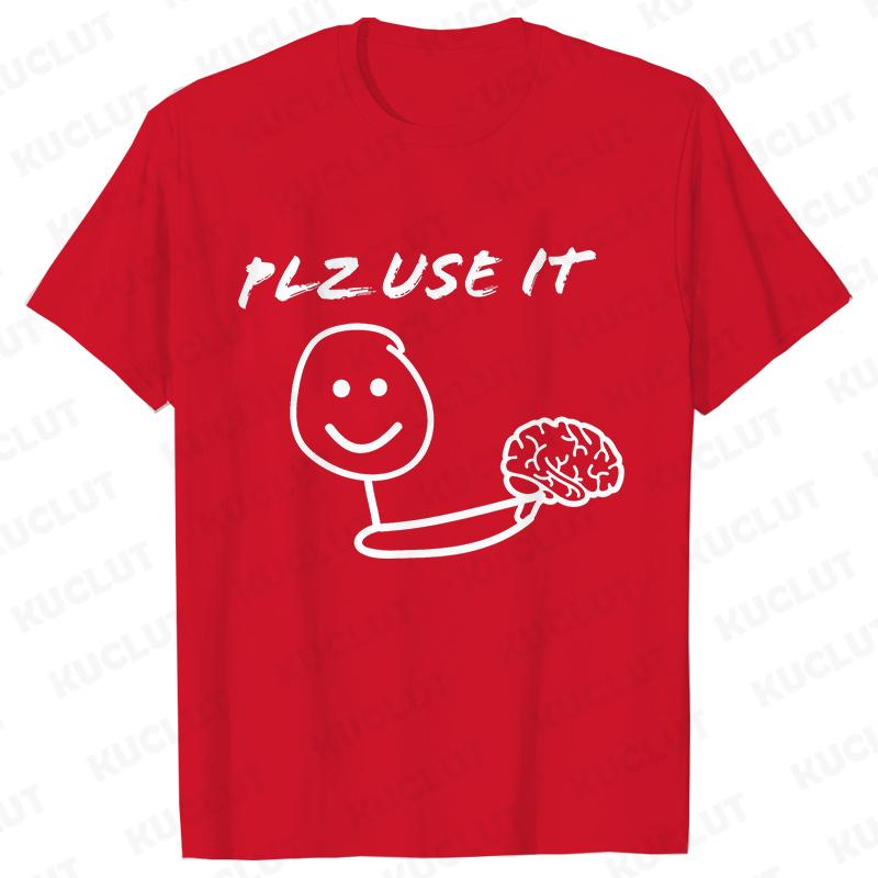 Funny Brain Graphic T-shirts for Women Plz Use It Brain Tops Short Sleeve Tees Harajuku Hip Hop Ulzzang Tshirts Female Clothing