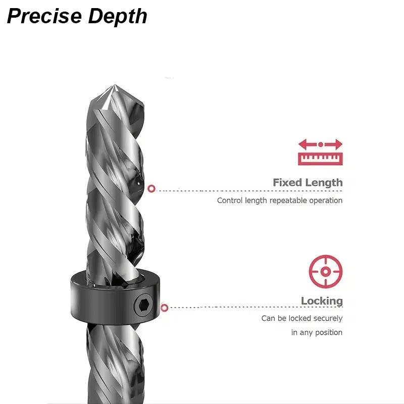 Drill Stoper Collar Set Stop Bit Ring Shaft Limit Metric Lock Steel Press Depth Ajustable Positioner Hole Guide Woodwork Tool