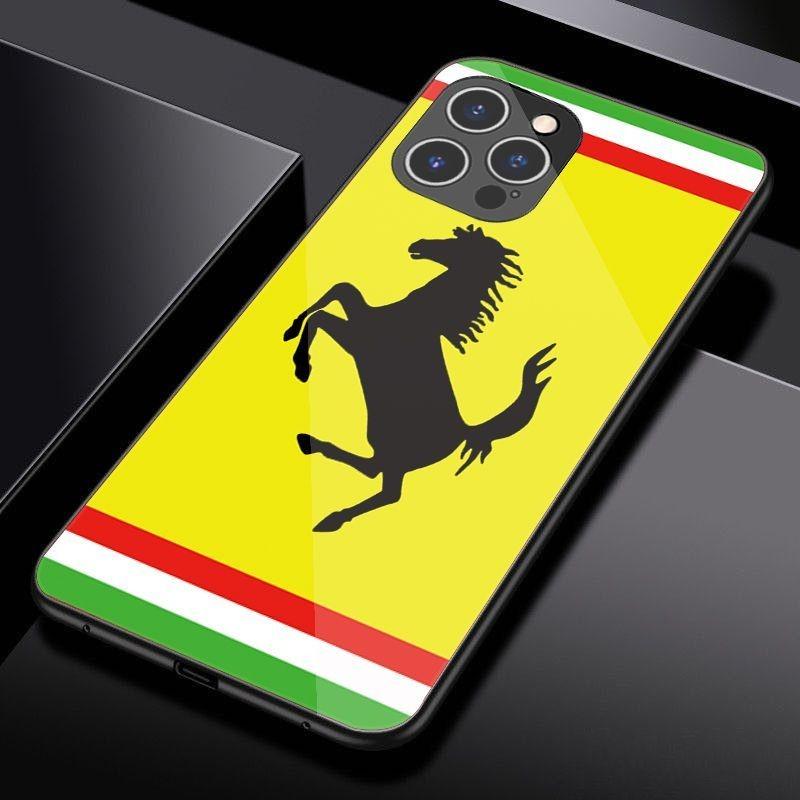 For Ferrari 458 488 599 612 FF F12 Racing Tempered Glass Phone Case For iPhone 11 12 13 14 15 16 17Pro X XR XS Max Mini 7 8 Plus