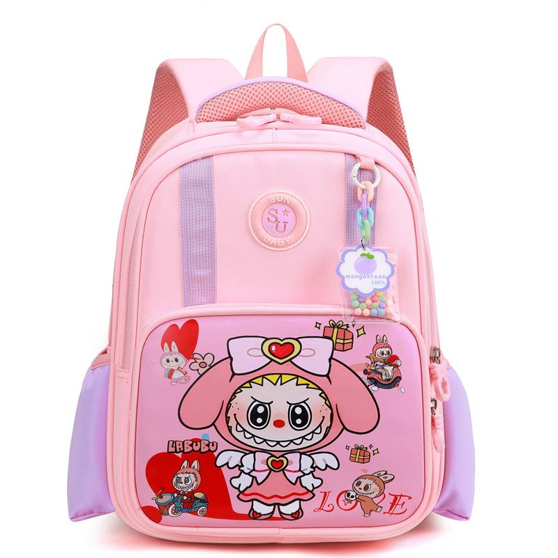 

Elementary school bag cartoon girl large capacity backpack children lightweight weight backpack рожевий