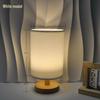 Nordic Solid Wood USB Table Lamp with Fabric Shade - LED Night Light for Bedroom & Study