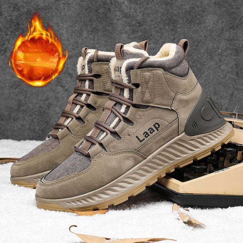 

Зимние мужские кожаные ботинки, классические мужские теплые меховые зимние ботинки, фирменные панк-ботинки для мужчин, мотоциклетные ботинки со шнуровкой, мужские рабочие ботинки 39 коричневый