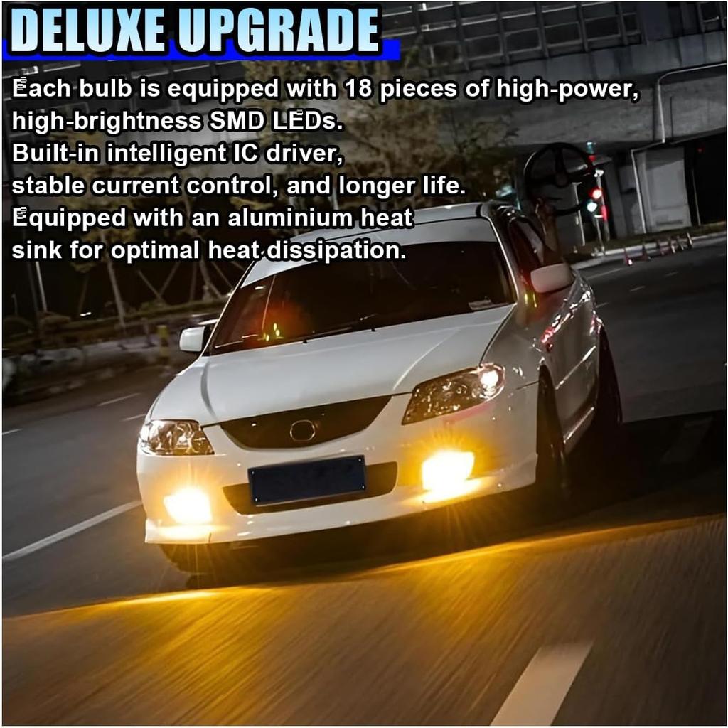 2PCS T10 Wedge 168 194 LED Bulbs, 175 2825 W5W Bright Amber Yellow Car Dome Light Bulb with 3014 18SMD Chip, 12V Illumination Lamp Replacement for