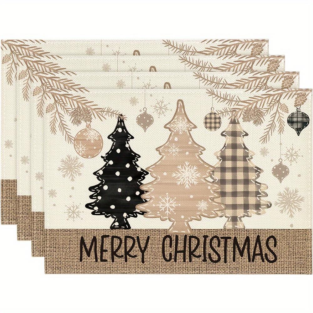 4-Piece Christmas Pinecone Gold-Edged Placemats Christmas Gathering Family Dining Table Decorative Accessories 4PCS