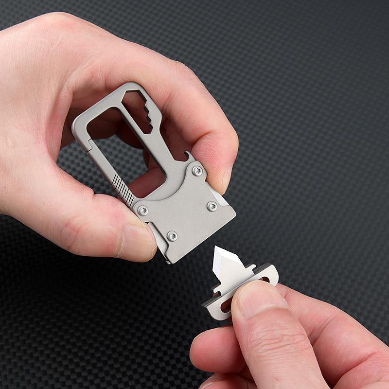 Multifunctional Titanium Keychain: Men's Waist Clip with Portable Tool and Unboxing Knife