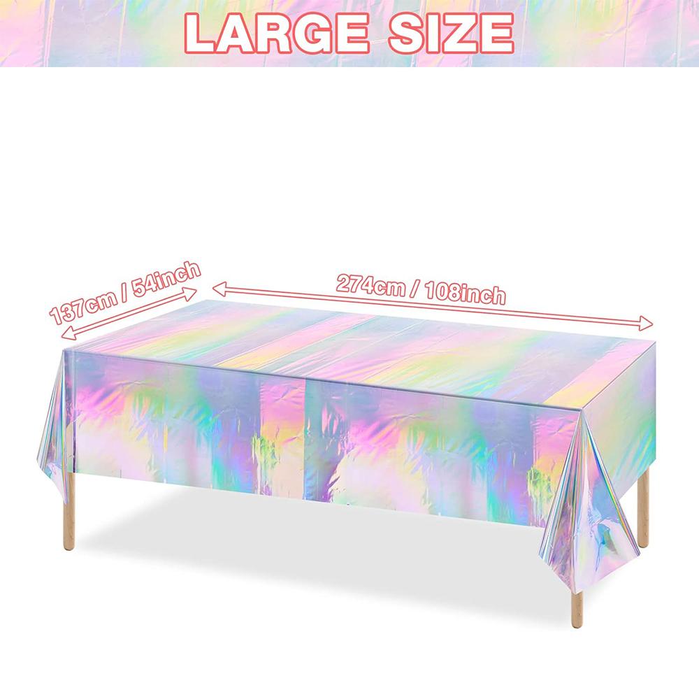Plastic Tablecloths Disposable Laser Tablecloth Holographic Foil Rectangle Table Covers Birthday Disco Bachelorette 54" X 108"