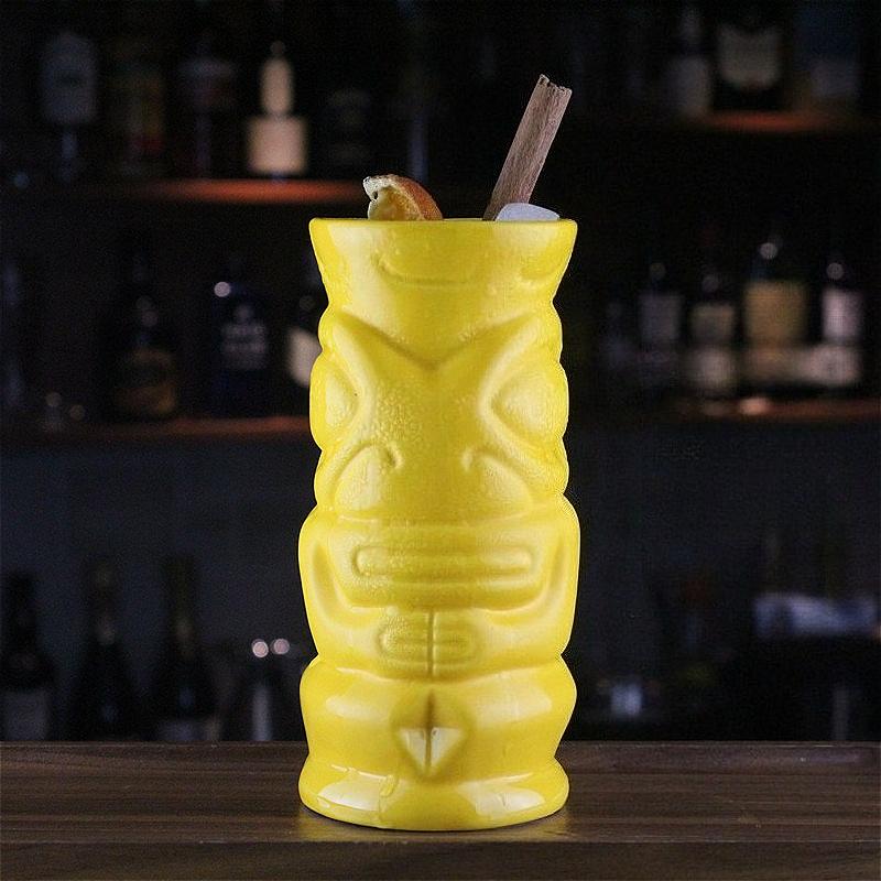 Kubki Tiki w stylu hawajskim Kreatywny kubek do koktajli Ceramiczne kubki Tiki Naczynia barowe Kieliszek do wina Kubki Tiki z Wyspy Wielkanocnej Prezent na Halloween