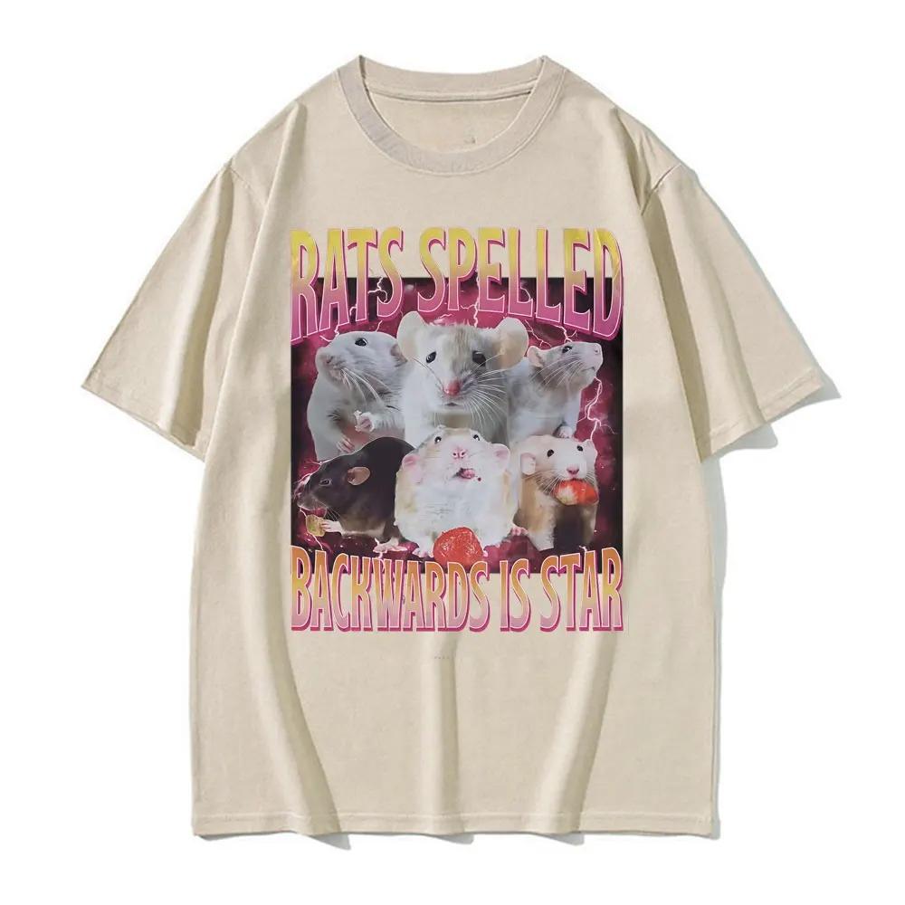 Funny Rats Spelled Backwards Is Star Printed Tshirts Fashion Short Sleeve T Shirt Women Casual Tshirt Streetwear Y2K