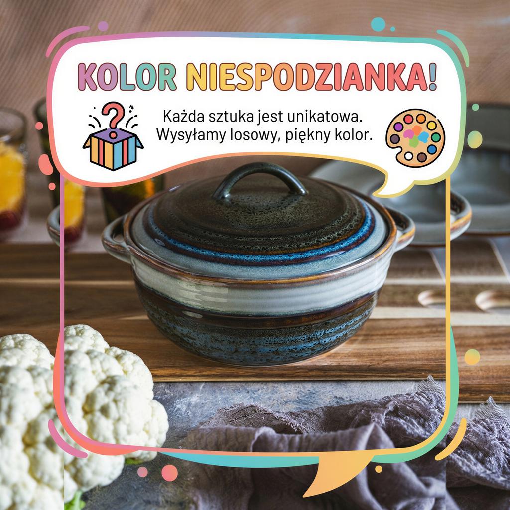 2L POT, HEAT-RESISTANT DISH WITH LID, BREAD 23 Cm, CERAMIC VASE