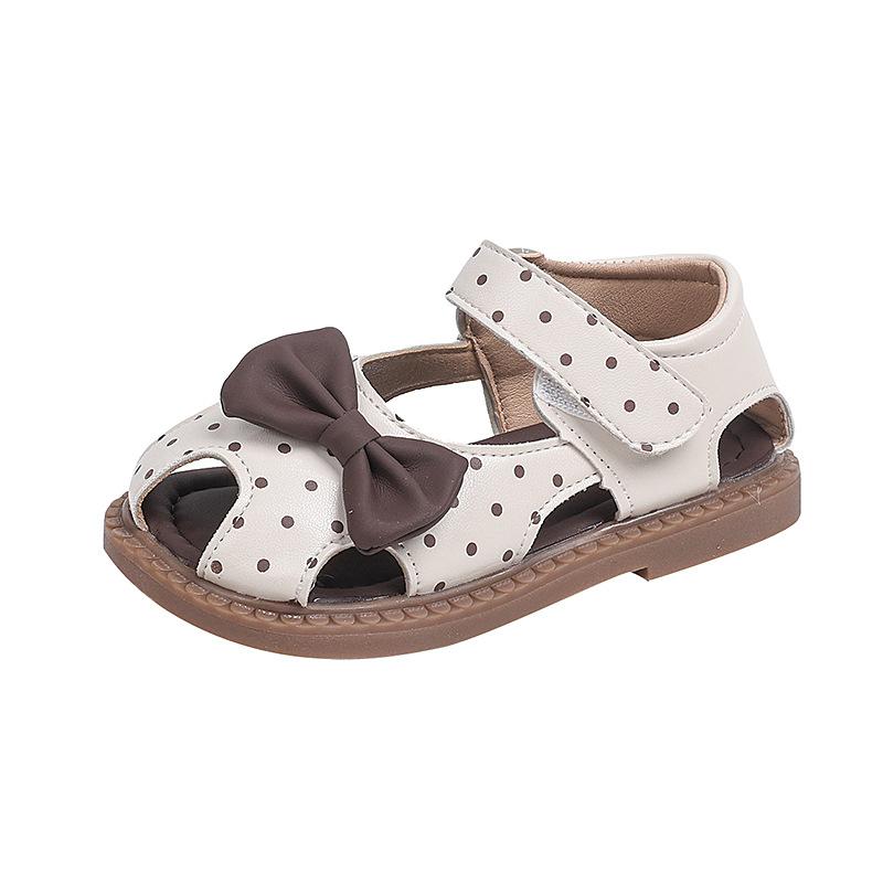 Fashion Kids Shoes 2025 Summer New Style Girl Bow Princess Sandals  Anti Slip Child Beach Shoe Simple Girls Polka Shoes Zapatos