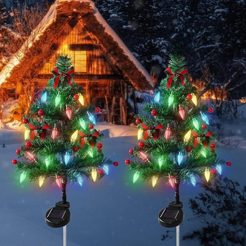Outdoor Solar Christmas Tree Lights Waterproof LED Garden Lamps For Lawn Patio Landscape Decoration Party Decor