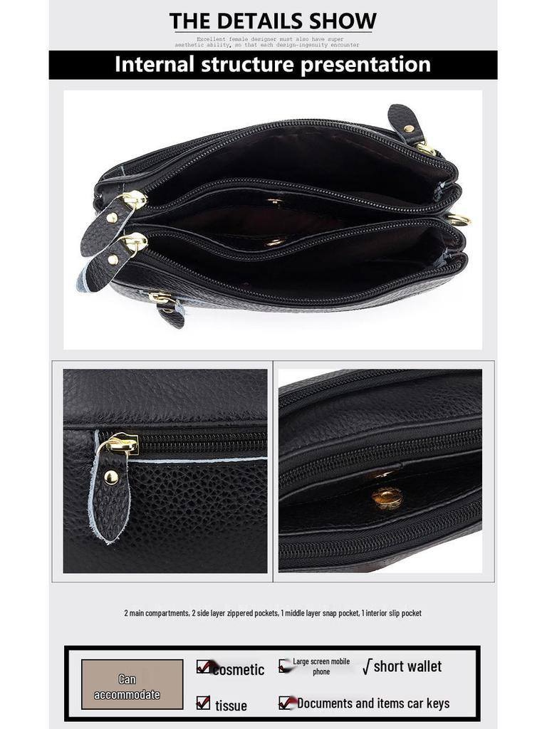 Women's Genuine Leather Multi-Compartment Crossbody Clutch Bag