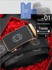 Cintura da Uomo in Vera Pelle di Alta Qualità - Fibbia Automatica in PU, Durevole, Accessorio Vita Business Casual per Giovani e Mezza Età