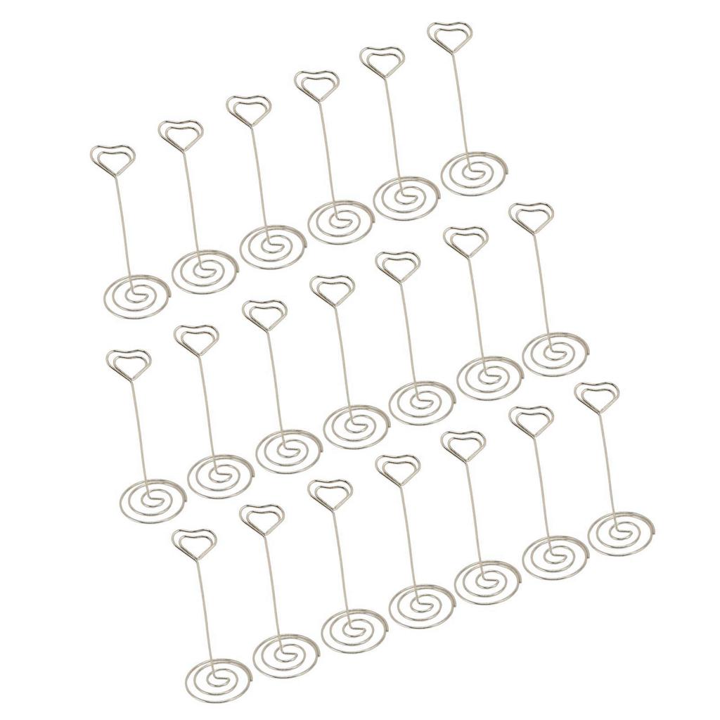 20Pcs Table Number Holders Iron Decorative Number Stands for Wedding Party Birthday 12cm Silver