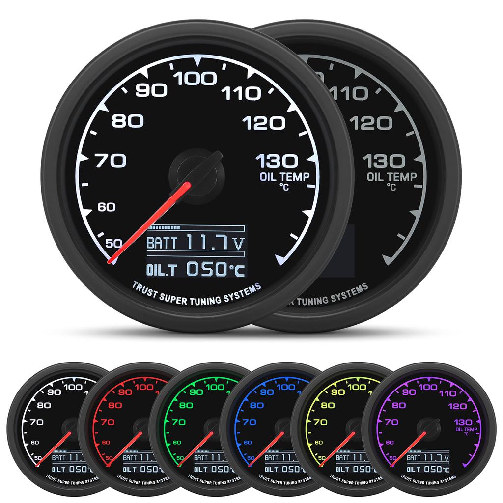 7 Colors LCD Car Racing Meter 60MM Vacuum Turbo Boost Water Temp Volt Oil Press Tachometer with Sensor for 4/6/8 Cylinder Cars