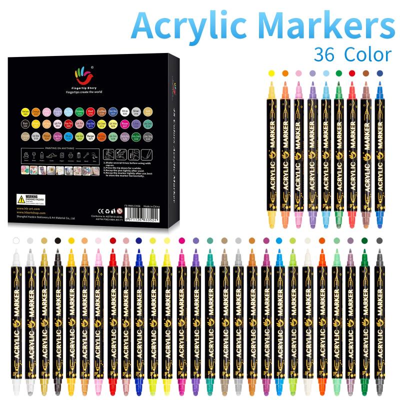 Double Tip Metal Acrylic Marker Set Stackable Color PenS Children's Student Art Stationary Handbook Graffiti Drawing Art Marker