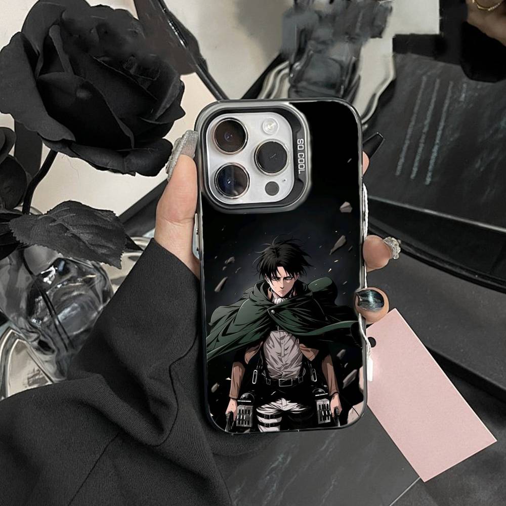 Attack On Titan Levi Ackerman Mobilskal För IPhone 16 17 15 14 12 13 Pro Max Svart Färg Stötsäkert Skydd