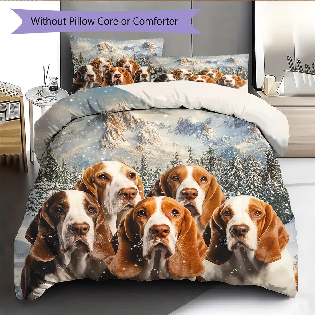 Basset Hound Pattern Bedding Home Decoration Birthday Gift (1 * Duvet Cover + 2 * Pillowcase, Without Core)