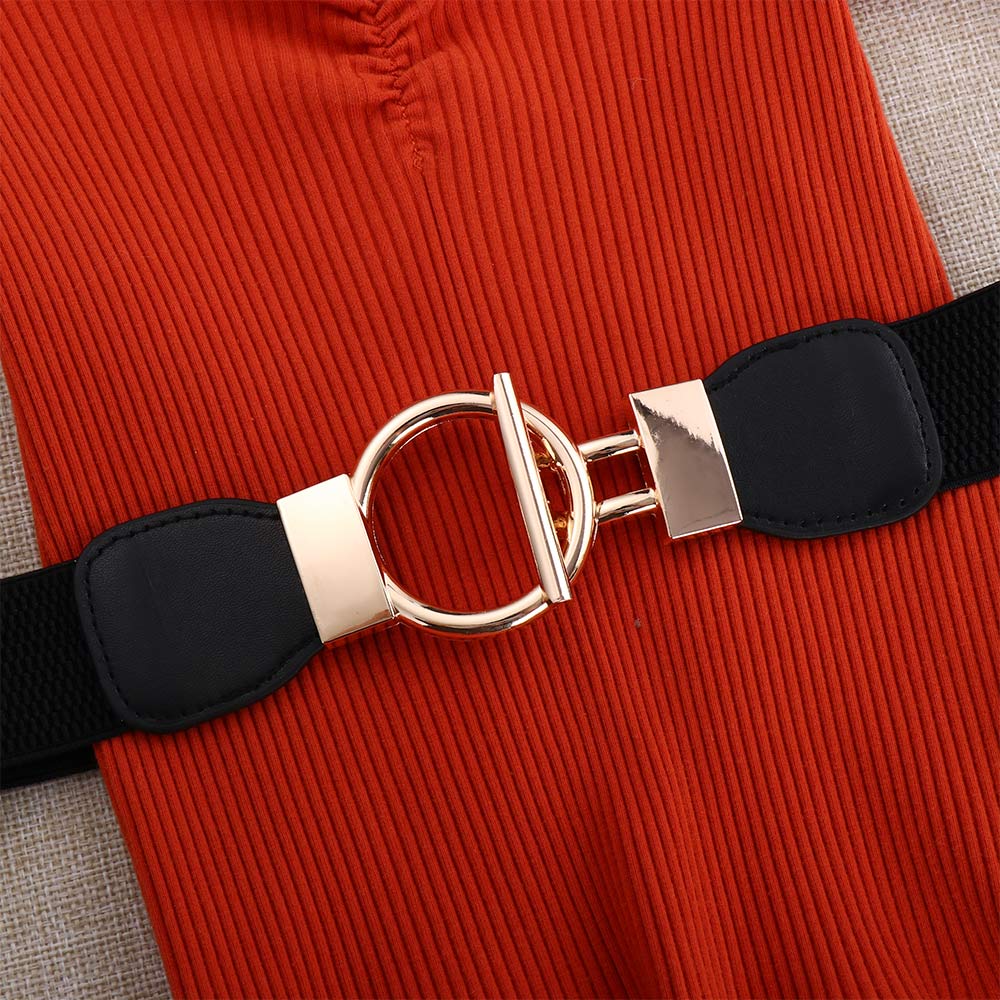 Ladies Elastic Clothes Round Buckle Dress Decor Elastic Belts Waistband Waist Belts Cummerbunds