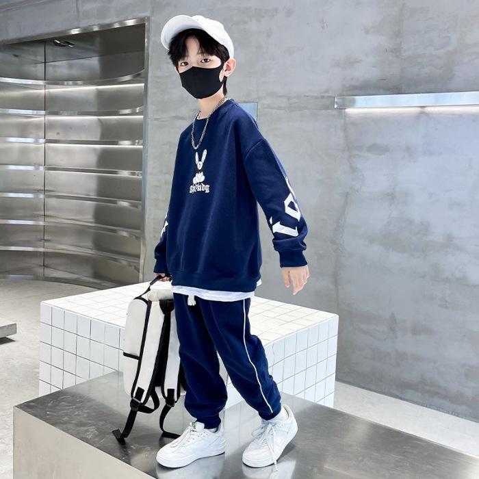 "2024 Chlapecký oblek s kresleným nápisem v korejském stylu": Jarní/podzimní ležérní košile a kalhoty"