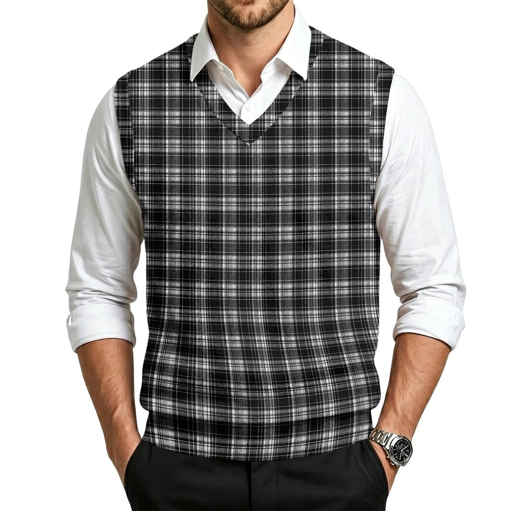 Men's Casual Wool- V-Neck Knit Sweater Vest for Commute
