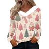 Langermede skjorter for kvinner Søte topper juletrykk T-skjorter Bluser Uformell Pluss størrelse Basic Topper Pullover