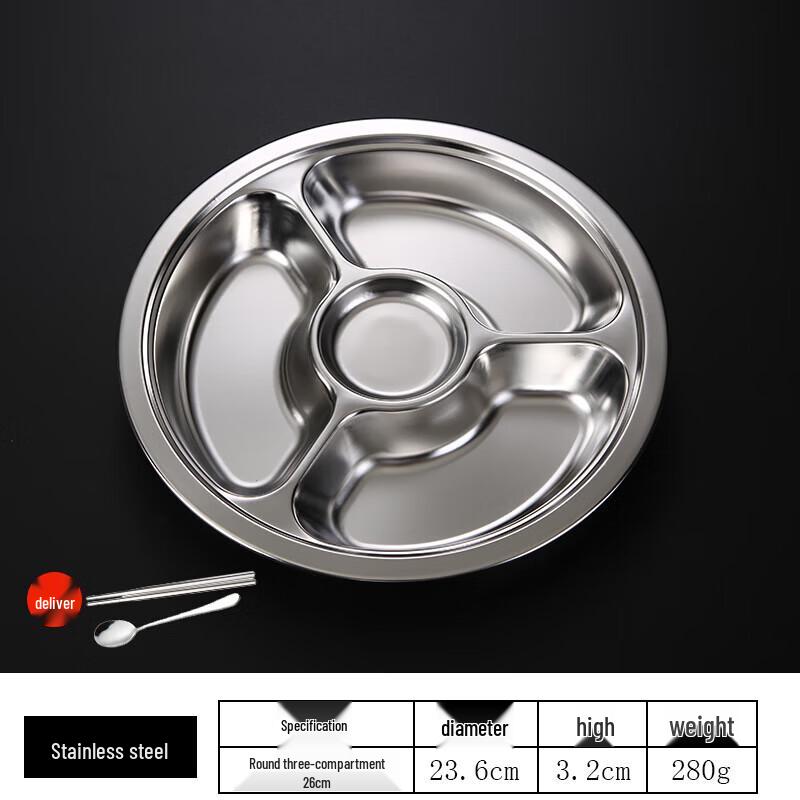 

Stainless Steel Divided Lunch Plate (10-pack)