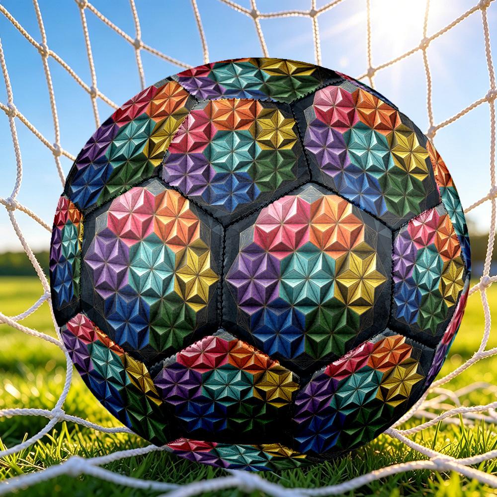 1pc Colorful Geometry Themed Soccer Ball, Size 5, Lightweight PVC Material, Outdoor Training Soccer Ball Gift. Q62270